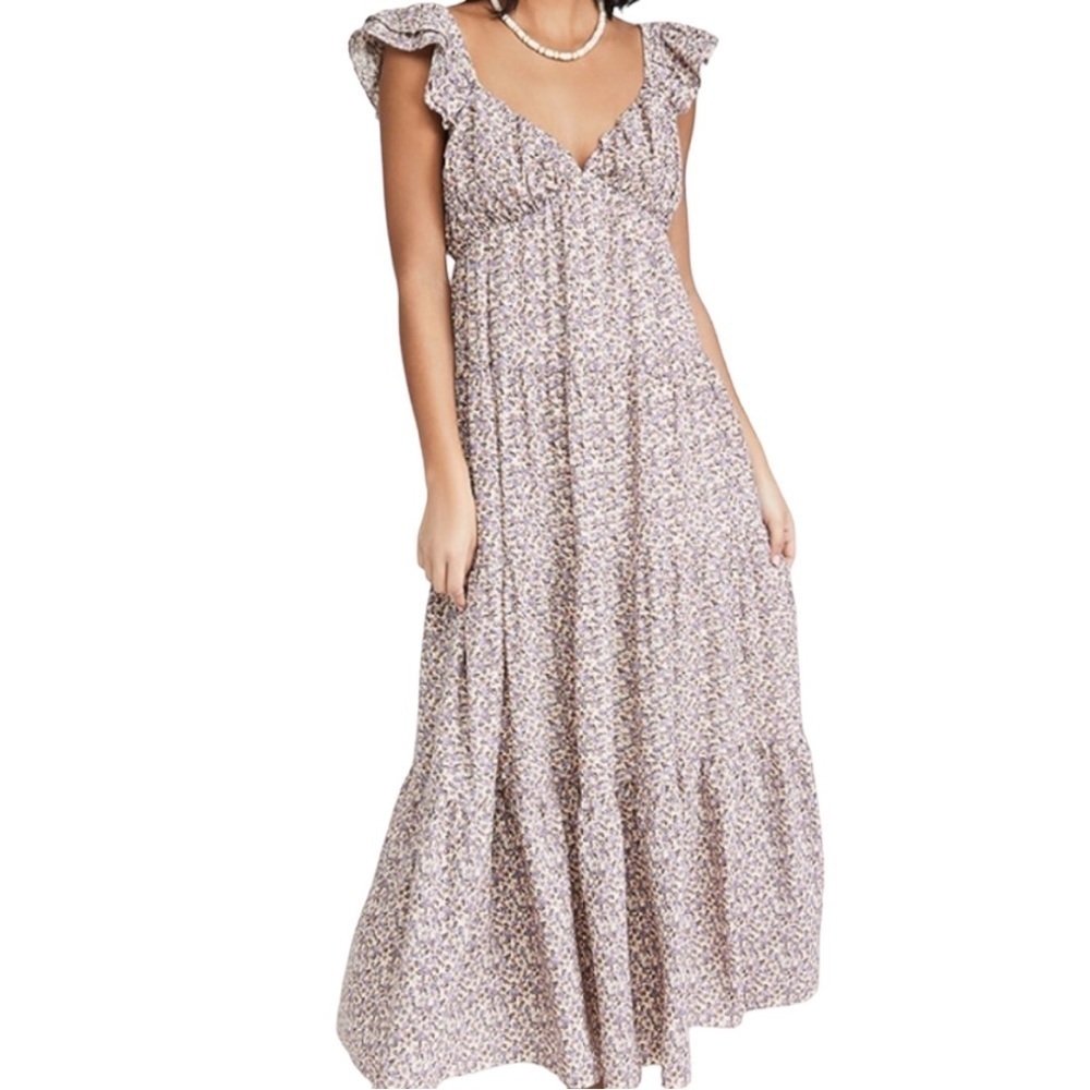 English Factory floral sleeve maxi dress